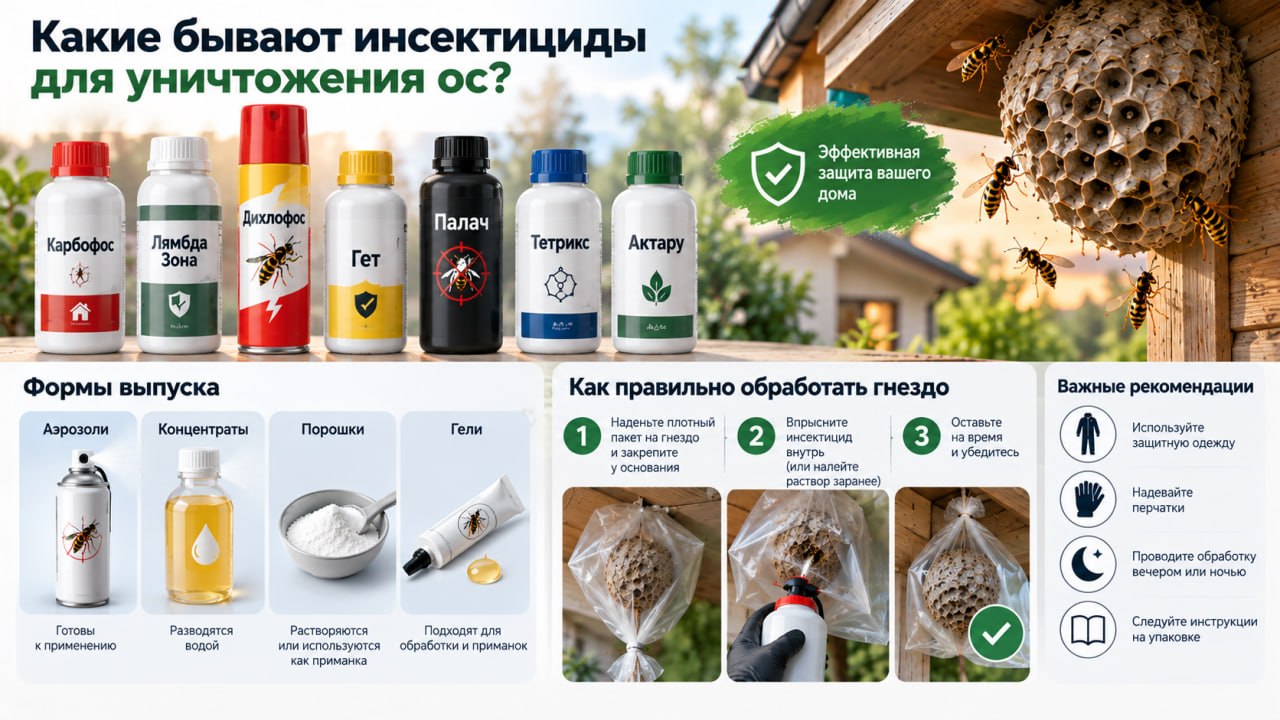 Какие бывают инсектициды для уничтожения ос
